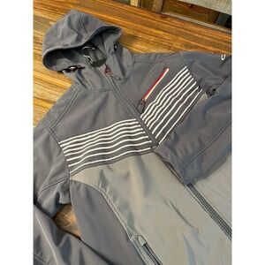 CB Softshell Jacket Hooded Full Zip Striped Gray‎ XL